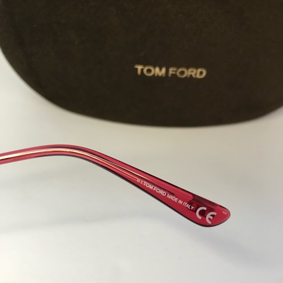 New Authentic Tom Ford FT5704-B 066 Transparent Raspberry/ Blue Block Eyeglasses - Picture 10 of 10